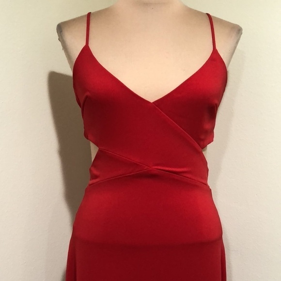 Badgley Mischka Odessa Crossover Cut Out Sides Dress Size 4 - Picture 3 of 11